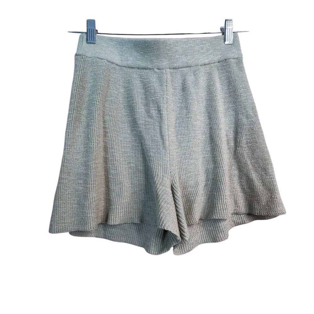 Free People Beach Shorts Malibu Surf Sweater Knit  Lounge Cozy SMALL Green N31